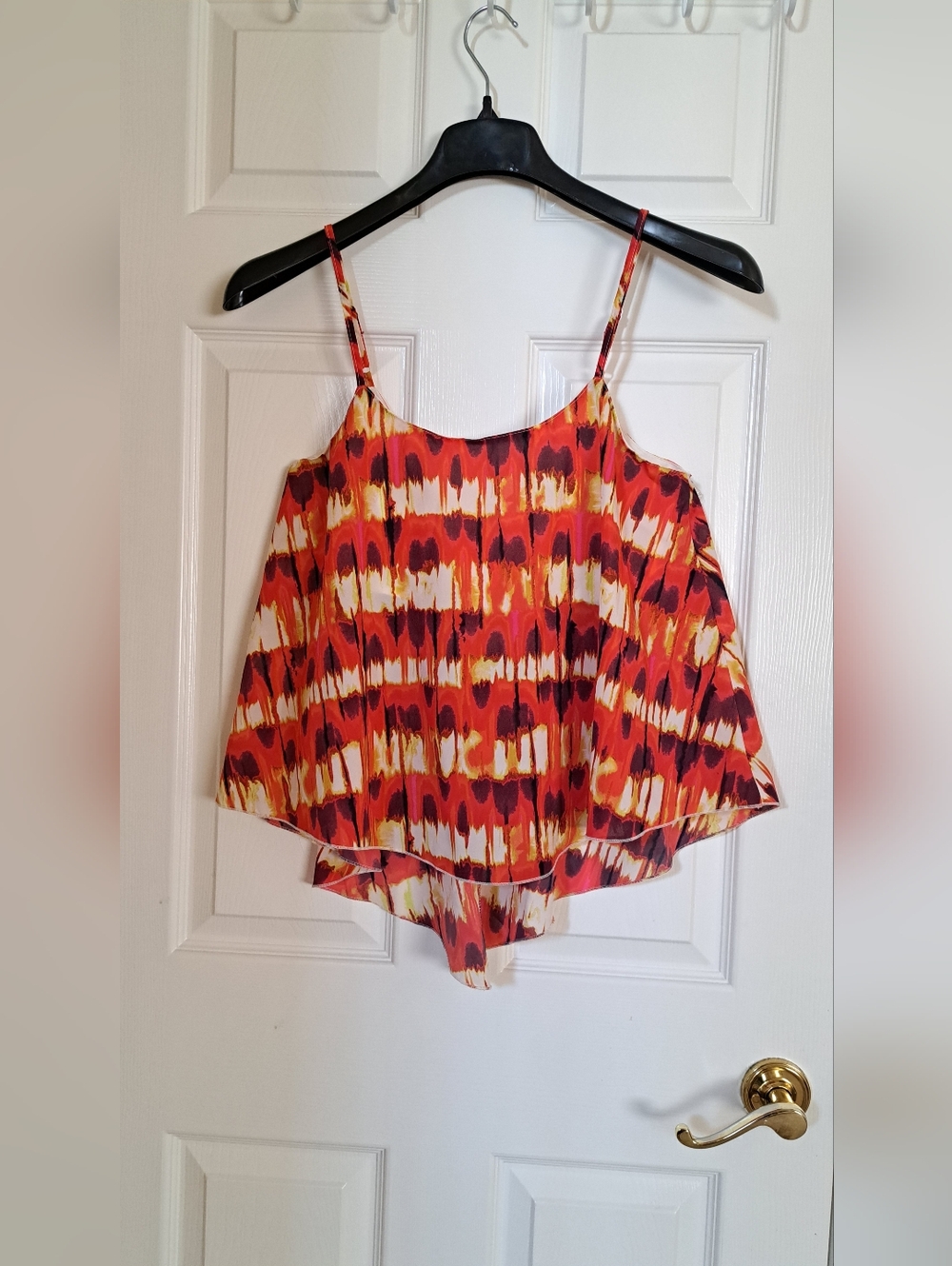 Mimi Chica Red Orange Multi-Color Printed Spaghetti Strap Camisole
